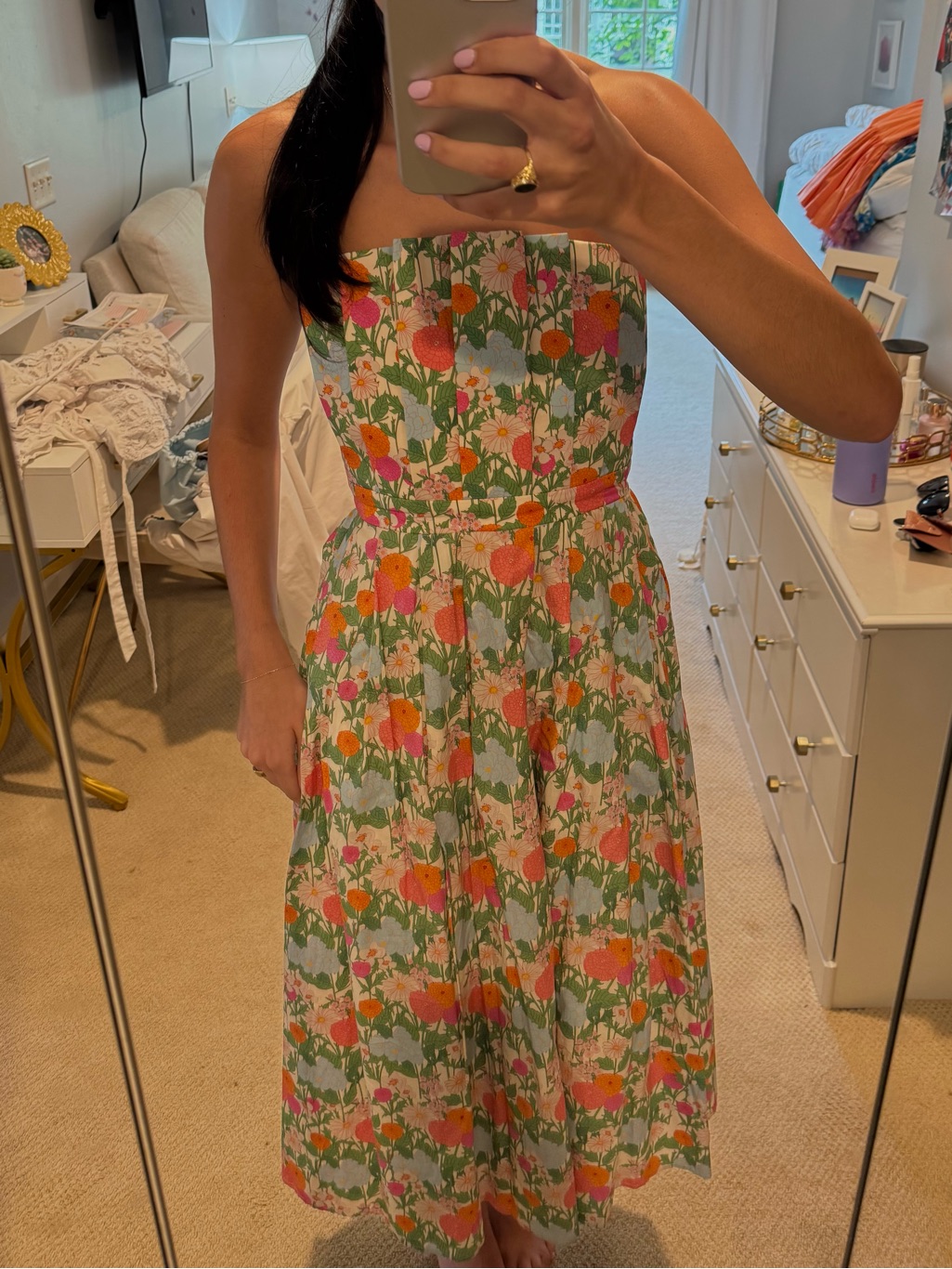 See You True Marigold Floral Dress